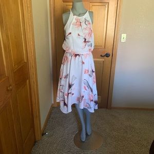 White dress with pink flowers